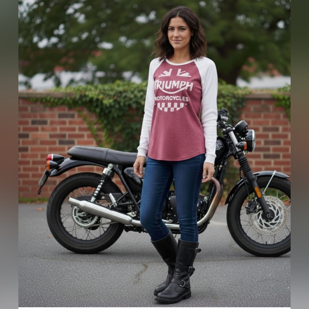 New Lucky Brand Triumph Womens Burgundy And White Long Sleeve Tee Nwt 222 New Lucky Brand Triumph Womens Burgundy And White Long Sleeve Tee Nwt 222
